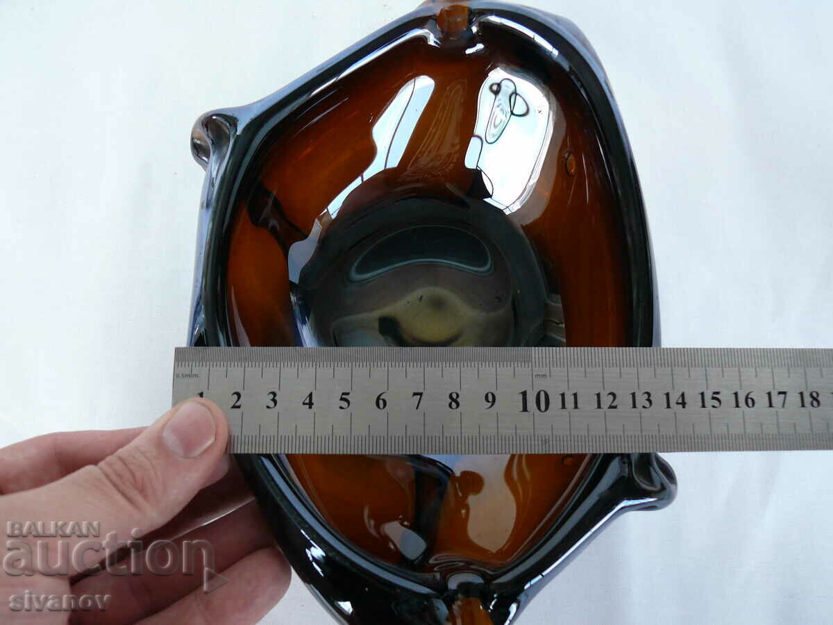 Interesting old solid glass ashtray #2046 - 7 Interesting old solid glass ashtray #2046 - 7