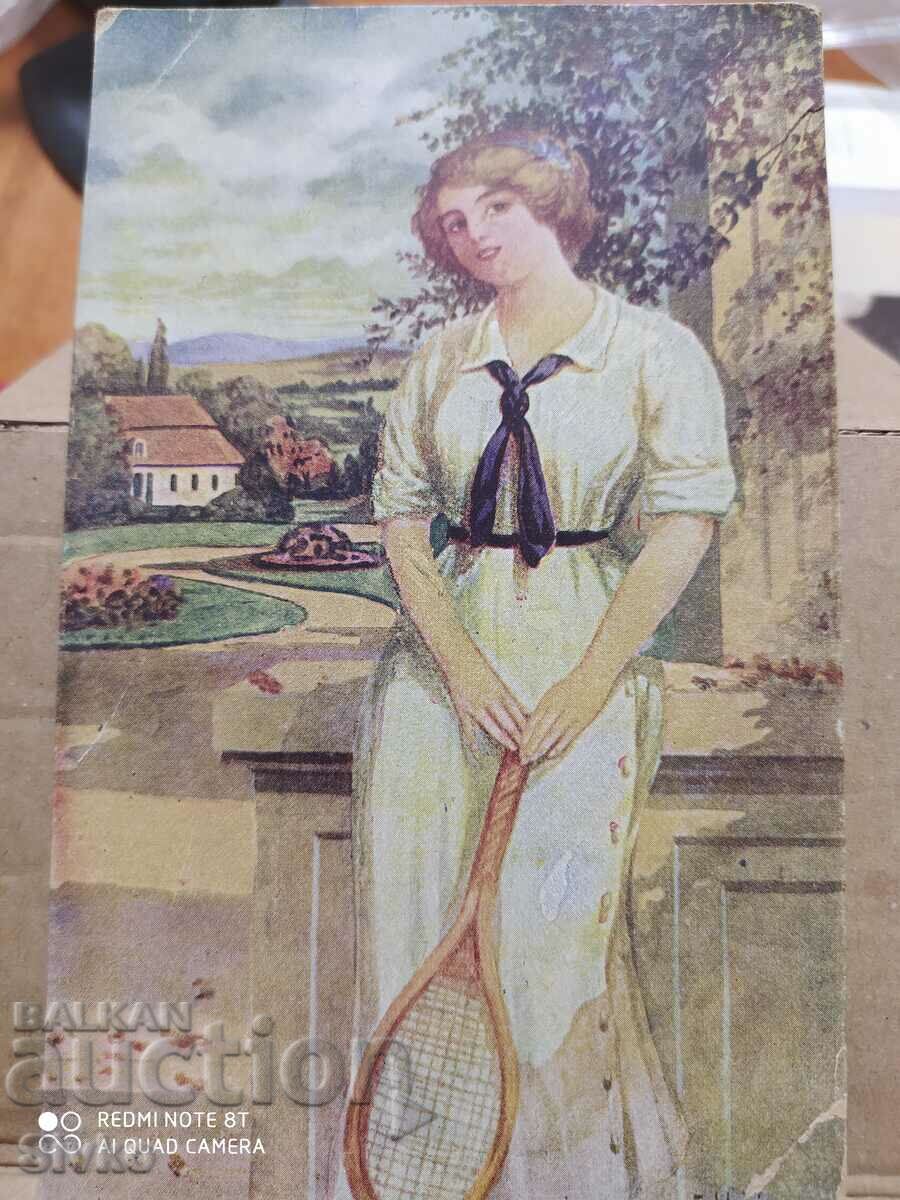 Κάρτα vintage τενίστα του 1918