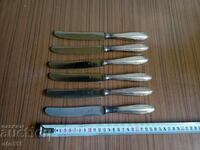 OLD SILVER PLATED EATING KNIVES - 6 pieces