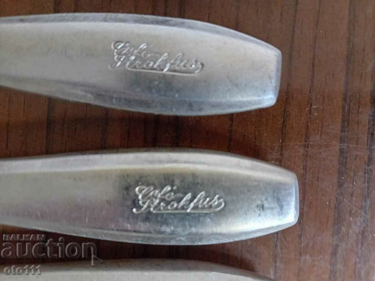 OLD SILVER PLATED EATING KNIVES - 6 pieces - 5