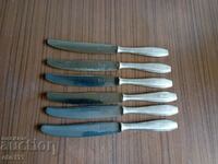 OLD SILVER PLATED EATING KNIVES - 6 pieces