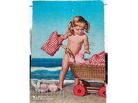 Κάρτα εκλεκτής ποιότητας κορίτσι στην παραλία του Βελγίου γραμματόσημο