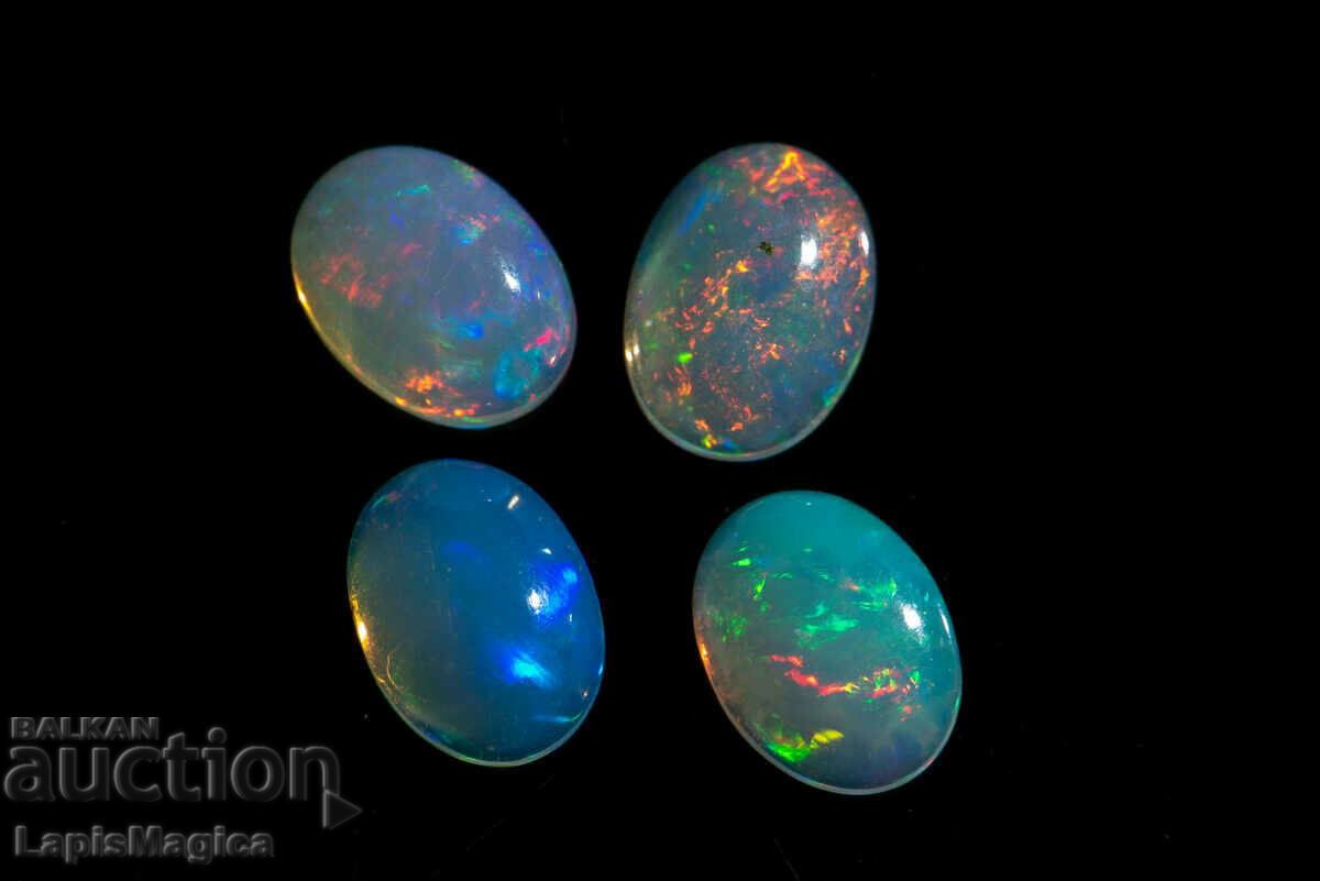 4 cabușoane ovale opale etiopiene 3.30ct 8x6mm