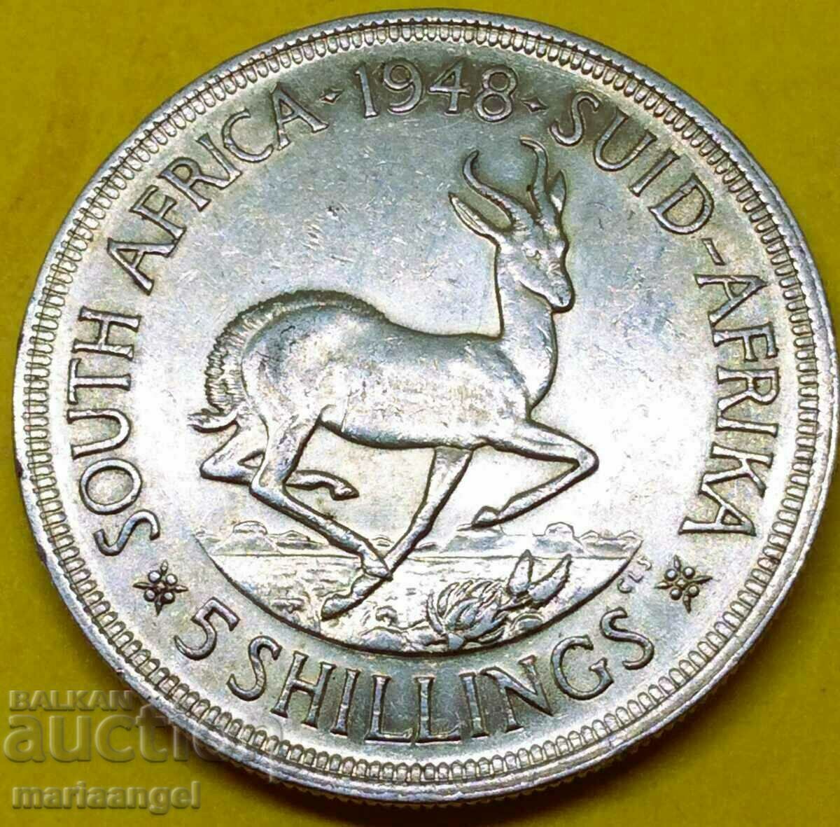 South Africa 5 Shilling Thaler 1948 Silver