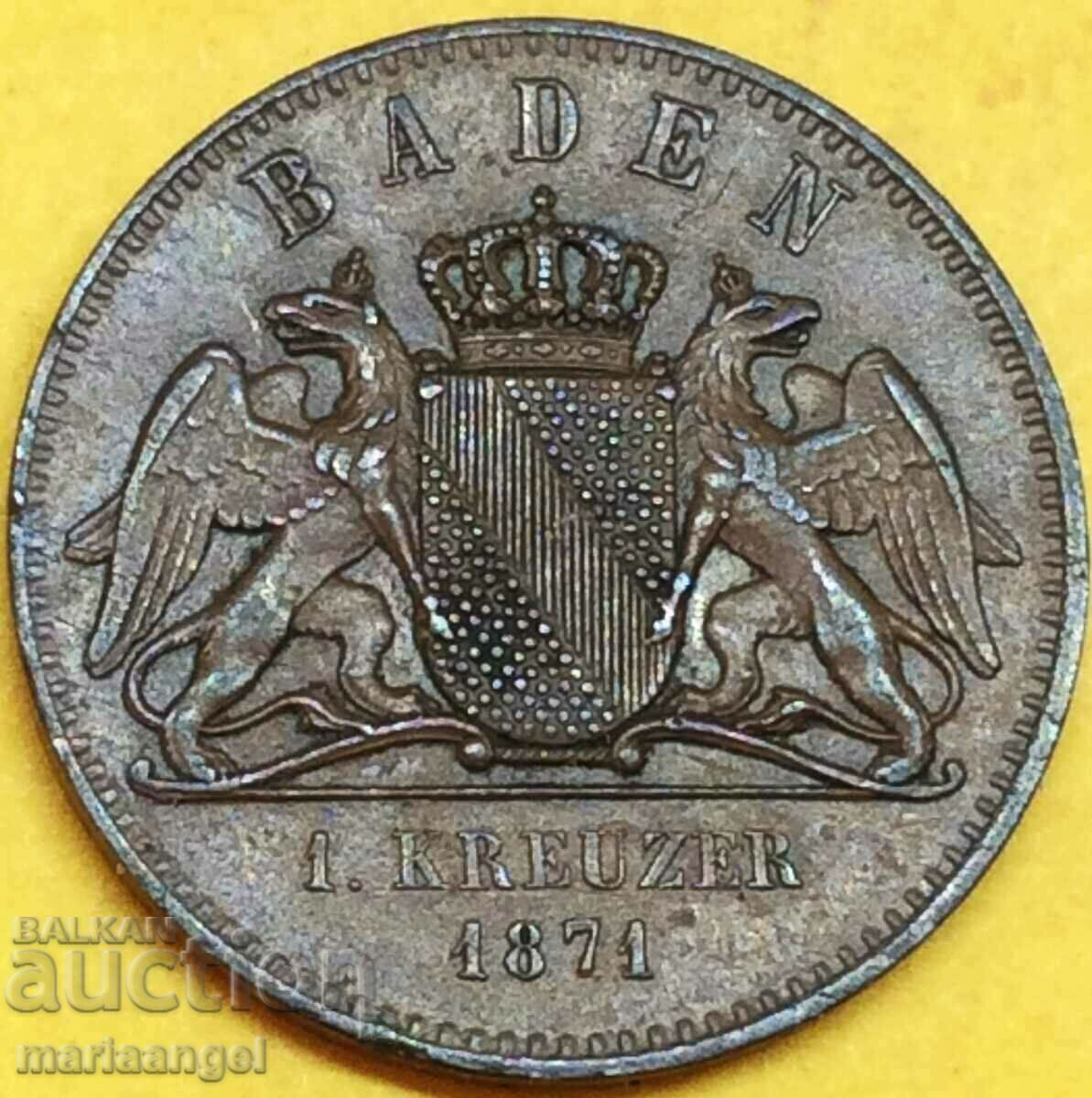 1 кройцер 1871 Баден Германия