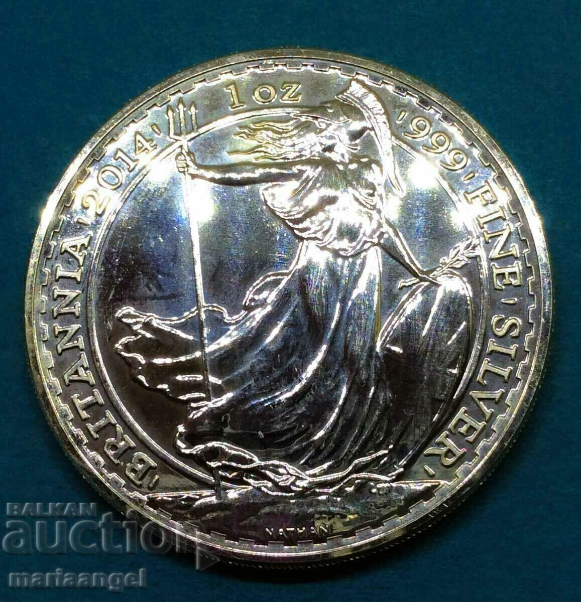 великобритания 1 oz 1999 Елизавета II Британия сребро
