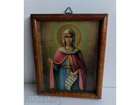 OLD DOMESTIC ICON SAINT FRIDAY KINGDOM OF BULGARIA LITHOGRAPHY