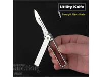 Folding scalpel knife with 10 spare blades /2/
