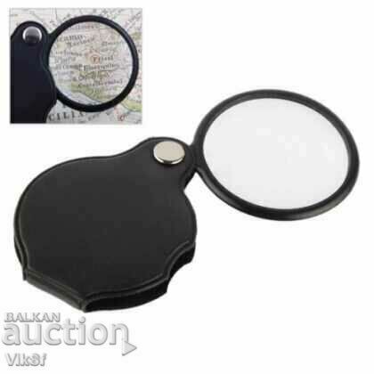 Folding magnifying glass 10 times, diameters 50/60/70 mm