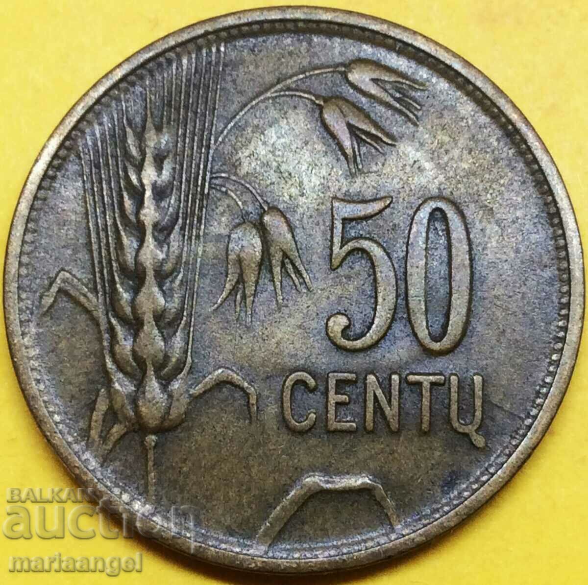 Литва 1925 50 цента - рядка