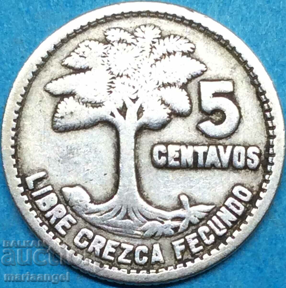 Γουατεμάλα 1955 Ασήμι 5 centavos - αρκετά σπάνιο