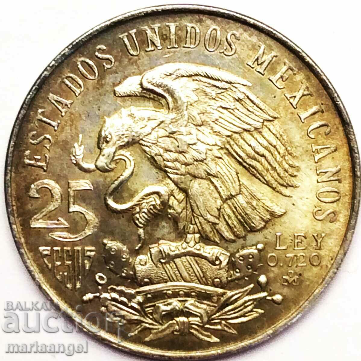 Mexico 1968 25 pesos Olympics 22.5g silver Patina