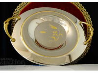 Fruitiera, serving dish with 24 carat gold.