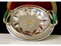 Serving dish, fruit bowl with 24 carat gold.