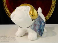 Porcelain figure Dog, Netherlands, gold.
