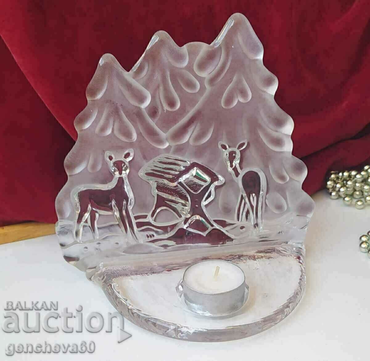 Lead Crystal Christmas Tree/Candlestick Paperweight - 5 Lead Crystal Christmas Tree/Candlestick Paperweight - 5