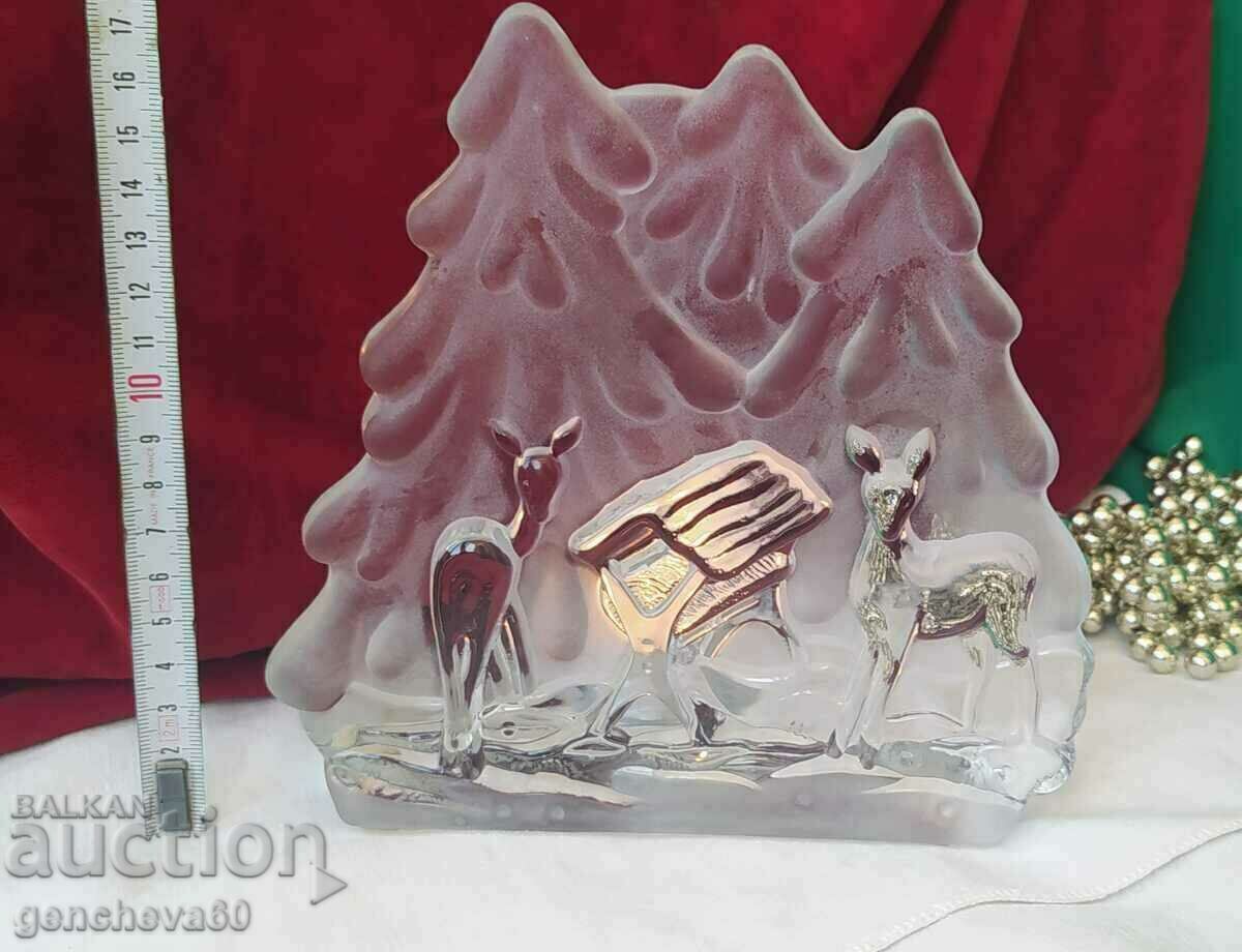 Lead Crystal Christmas Tree/Candlestick Paperweight