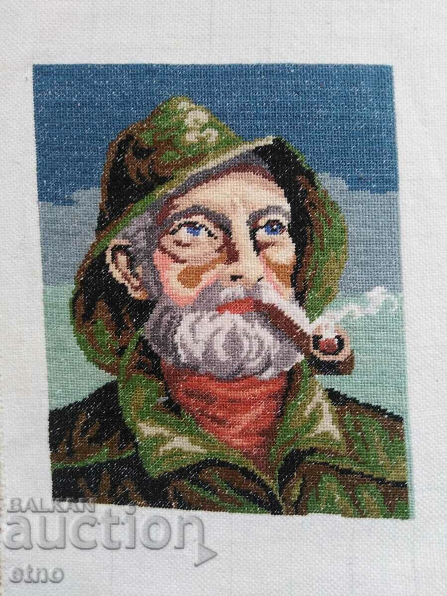 OLD TAPESTRY "THE OLD MAN WITH THE PIPE"