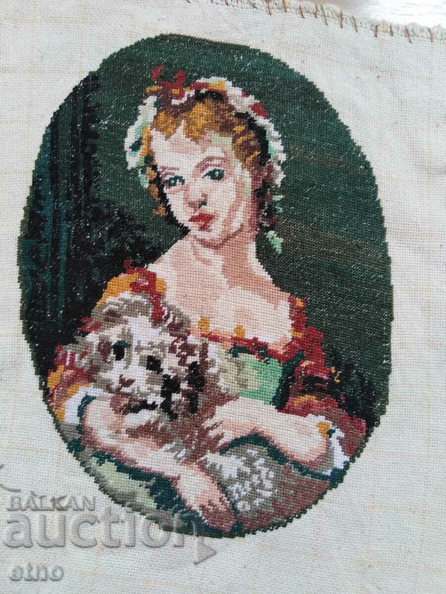 OLD TAPESTRY "THE LADY WITH THE DOG"