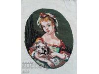OLD TAPESTRY "THE LADY WITH THE DOG"