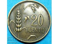 Литва 1925 20 цента - рядка High Grade