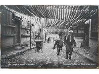 Postcard 1931 Peruštitsa tobacco drying street