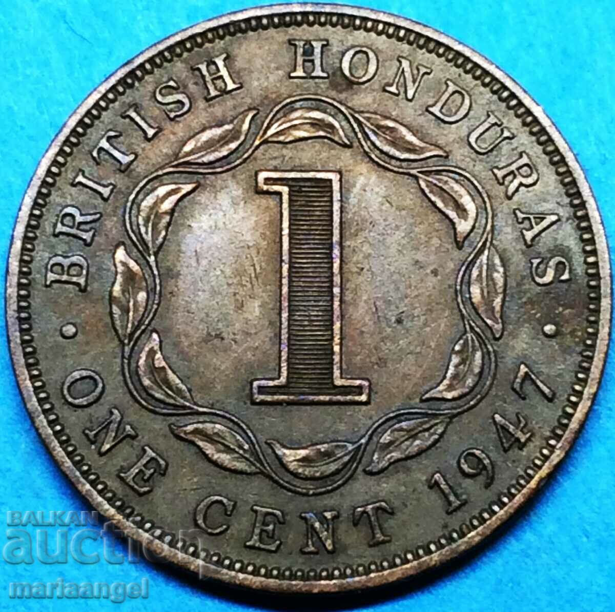 1 Cent 1947 Βρετανική Ονδούρα George VI Χάλκινο - Σπάνιο