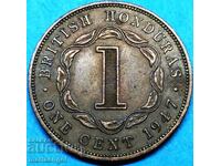 1 Cent 1947 Honduras Britanic George VI Bronz - Rar