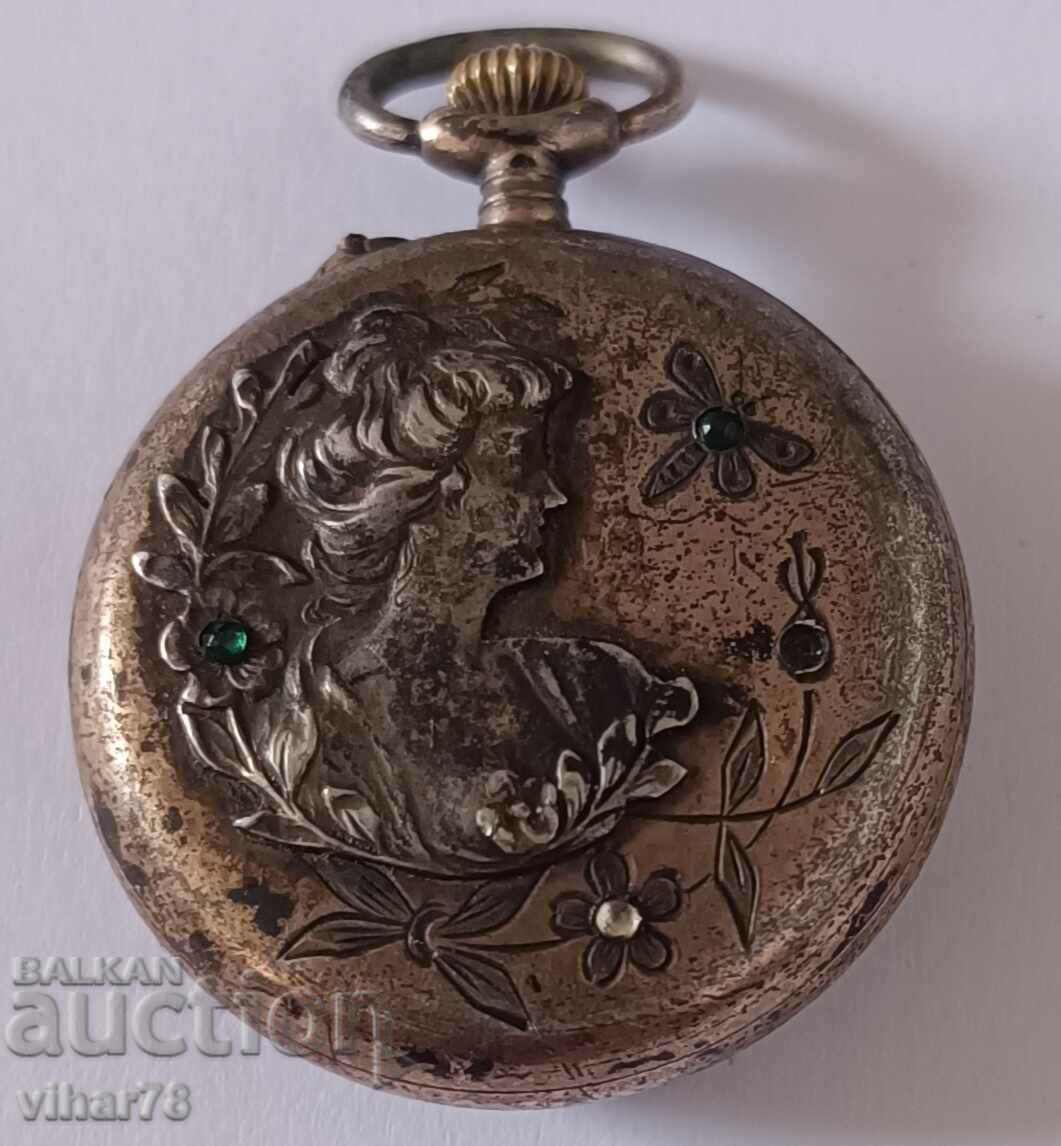 SMALL SILVER POCKET WATCH-NOT WORKING - 5