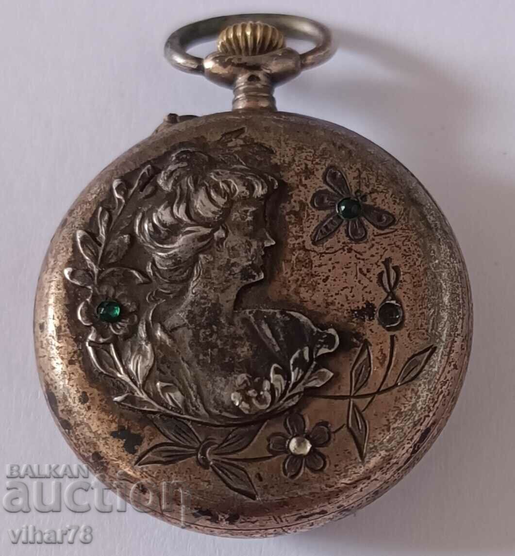 SMALL SILVER POCKET WATCH-NOT WORKING