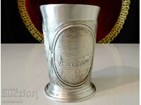 Pewter cup with Plowman, Harvest, Farm.