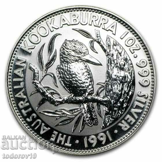 1 oz Silver Australian KOOKABURA 1991