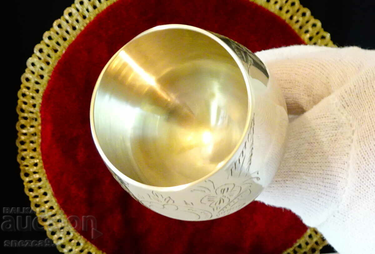 Wine glass, bronze goblet, baroque. - 6