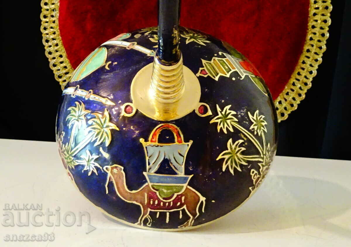 Bronze candlestick with cellular enamel painting 33 cm. - 5 Bronze candlestick with cellular enamel painting 33 cm. - 5