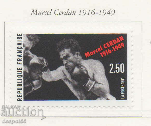 1991. France. 75th anniversary of the birth of Marcel Cerdan.