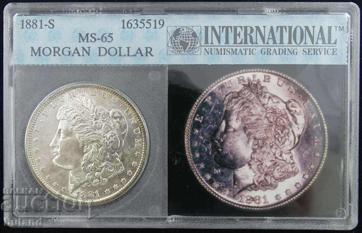 САЩ Монета 1 Морган Долар 1881S MS65 Morgan Dollar UNC
