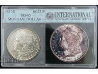САЩ Монета 1 Морган Долар 1881S MS65 Morgan Dollar UNC