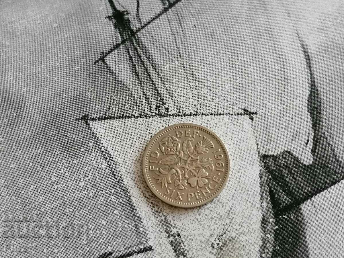 Монета - Великобритания - 6 пенса | 1961г.