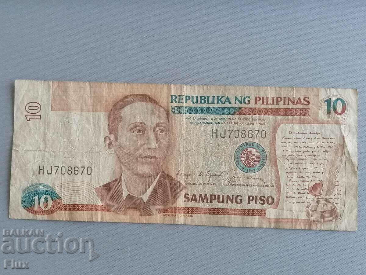 Bancnotă - Filipine - 10 piso | 1985 - 1993