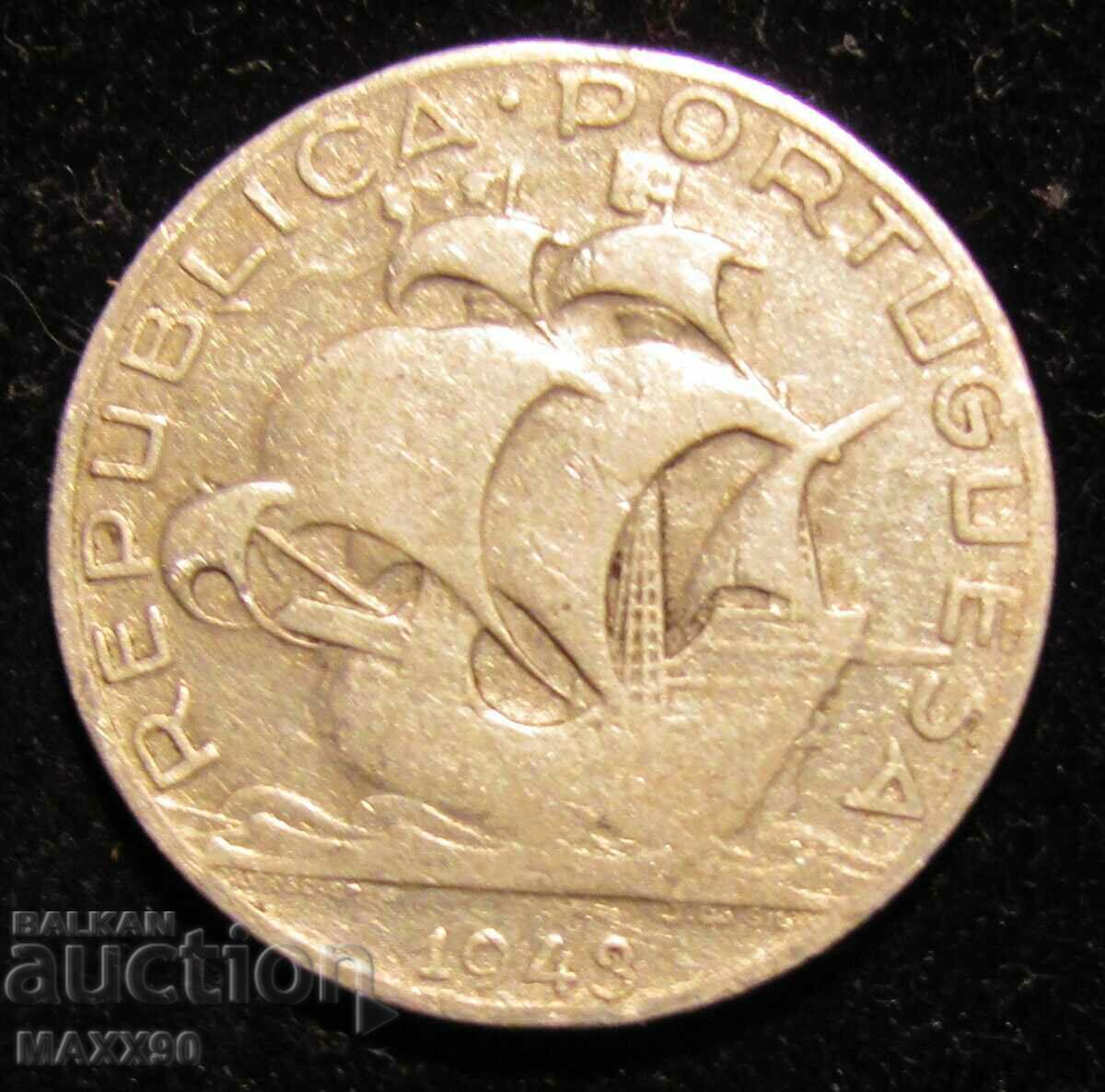 Auction  Portugal 5 escudos 1943, silver