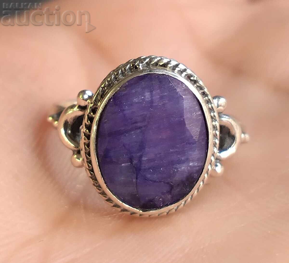 Silver Ring with Natural Stone Iolite