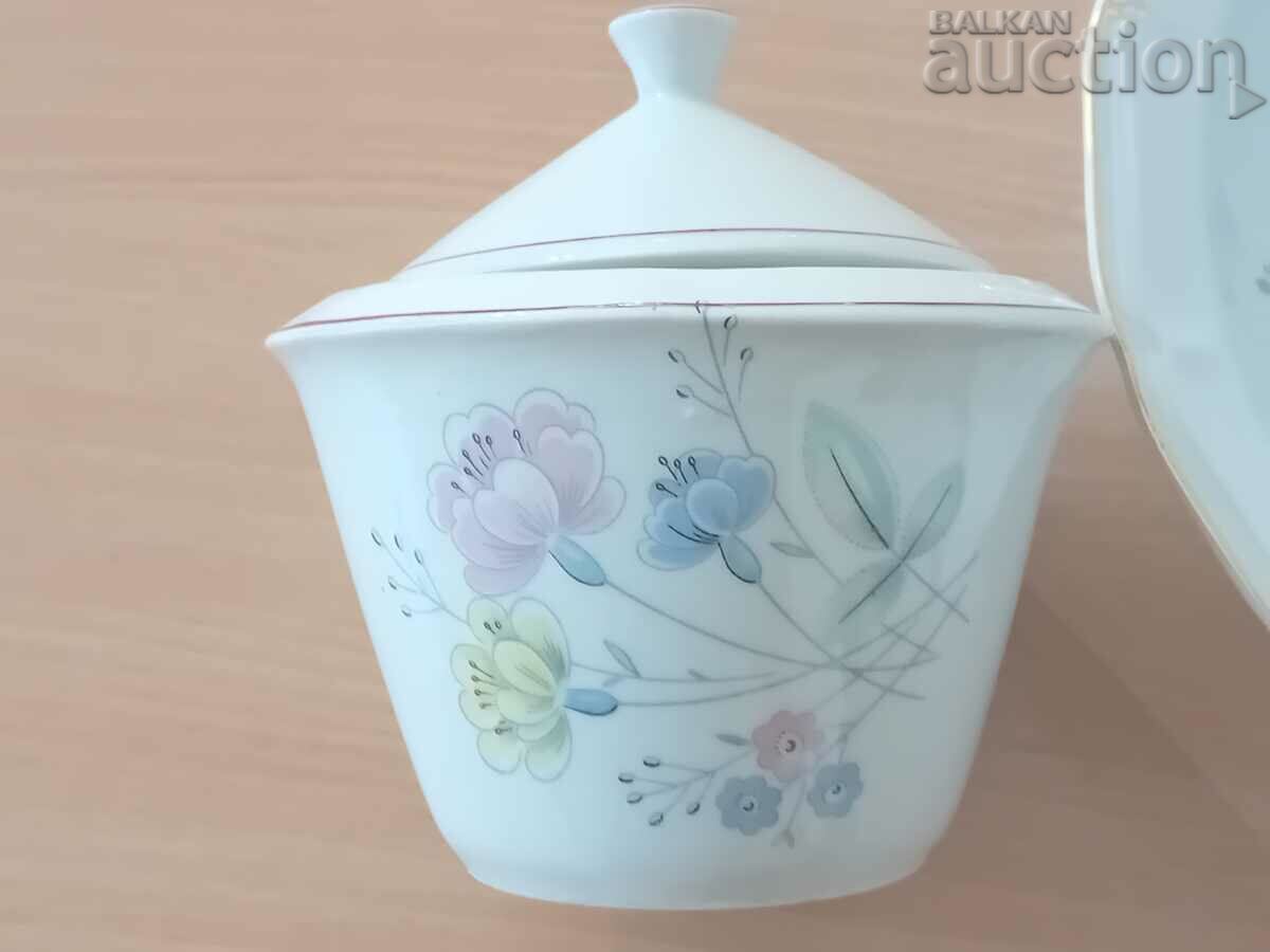 1960s porcelain hand painted sugar bowl with price 21.00 BGN | € 10.74