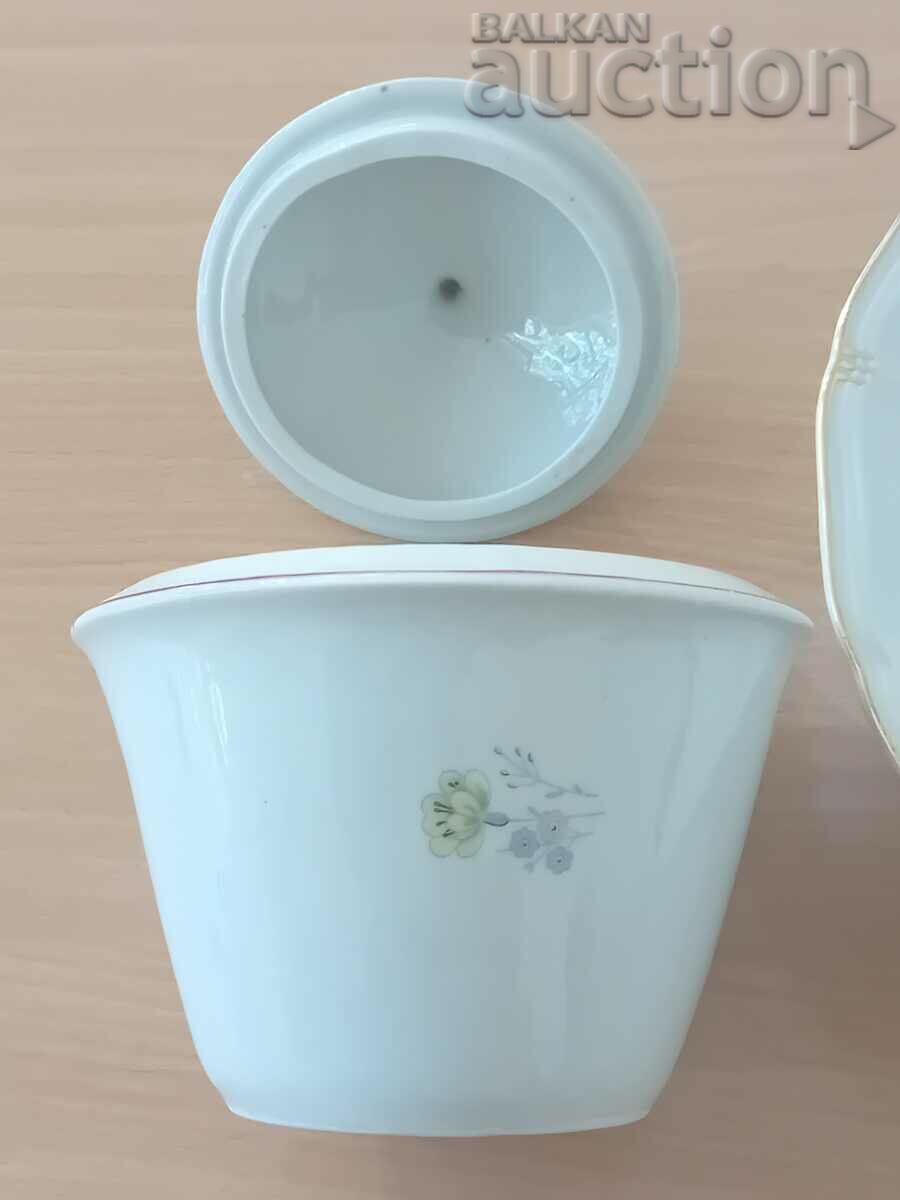 Auction  1960s porcelain hand painted sugar bowl