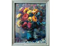 Πίνακας "Βάζο με λουλούδια" 1987, άρ. Tancho Kunev (1930-2010)