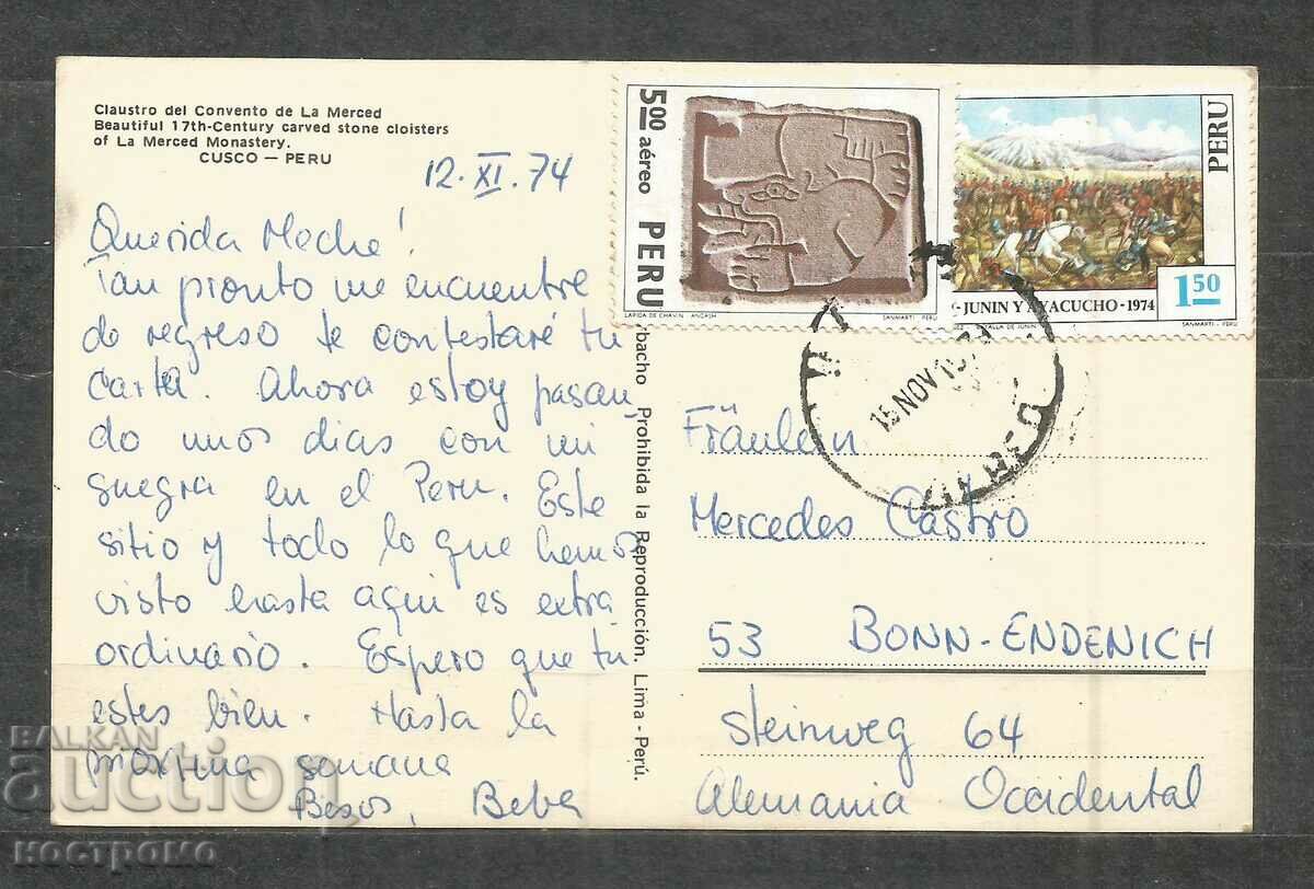 traveled Post card  PERU  - A 944