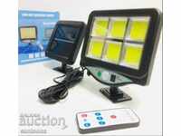 Solar lamp 128 COB LED, remote control, sensor and photocell