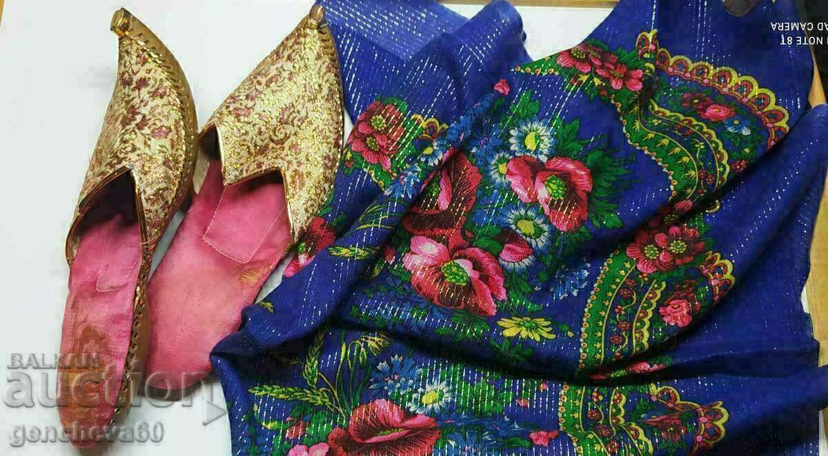 Auction Retro slippers and headscarf for traditional costume Auction Retro slippers and headscarf for traditional costume