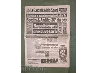 Sports newspaper La Gazzetta dello Sport September 1, 1990