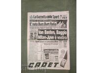Sports newspaper La Gazzetta dello Sport 3 February 1992
