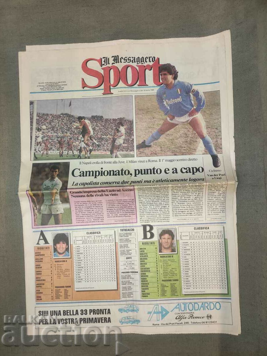Ziarul sportiv Il Messaggero Sport 18 aprilie 1988